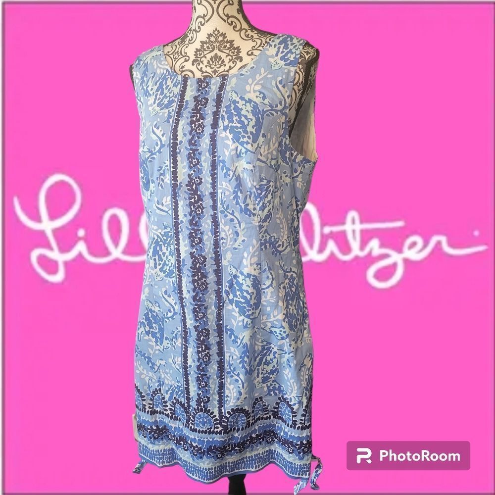 Lilly Pulitzer Turtle Mila Shift Dress Blue 14